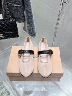 出厂 Miu Miu 镂空编织芭蕾鞋单鞋缪缪女士一字带装饰网纱面芭蕾舞平底鞋 Miu Mi*2025春夏芭蕾网纱平底玛丽珍乐福鞋平底Zp开发 原版秒杀市面版本