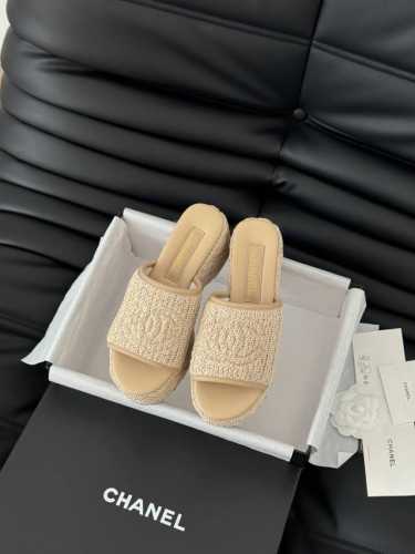 Chanel 25P新款双C编织拖鞋 新编织面料 编织鞋面 内里羊皮 原版大底 Size:35-39 其他码数定做
