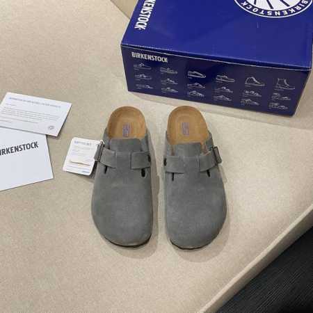 BIRKENSTOCK 博肯半拖 顶级版本 鞋面牛反毛皮 垫脚牛反毛皮 EVA发泡底 码数35-45 深咖色 粉色 灰色 栗色 沙色 羚羊棕 支持无痕一件代发 - 点击图像关闭