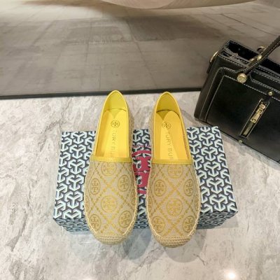 橙子出厂价p tory Burch 夏季新款 Tb草编渔夫鞋 一脚蹬乐福鞋 码数 35-41