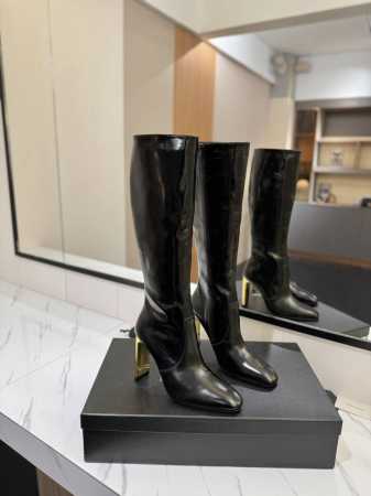Saint Laurent 圣罗兰 专柜秋冬爆款长靴，最新款侧拉链简约时尚长靴靴 简单大气 上脚显瘦100% 面料：进口牛油皮 内里：水晶羊皮里 大底：A级意 - 点击图像关闭
