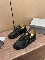 P390，低帮黒格纹！最新最高版本！重新开模定制！ 里外全牛皮 情侣款Giuseppe Zanotti 朱塞佩 萨诺第 高端单品原版高档合金属饰扣，头层小牛皮内