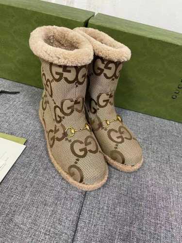 GUCCI 官网新款 女士 秋冬羊毛靴 毛呢面配五金澳洲羊皮毛一体泰迪卷羊毛内里 舒适保暖吸汗 颜色：4色可选 码数：35～41#