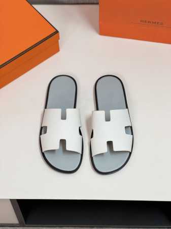 hermèS 真皮底 Size：38-44 45.46.47定制 爱马仕最高品质经典H拖鞋～高端男士凉鞋沙滩鞋拖鞋～专柜同步～原单代购货！原版进口鞋面牛皮内里牛 - 点击图像关闭