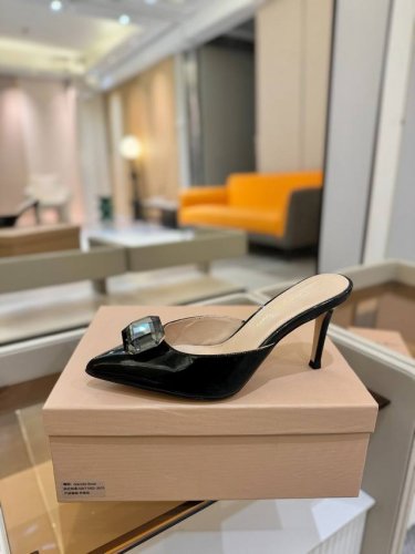 价格P： Gianvito Rossi 2025新款拖鞋 原版开发 顶级版本 代购品质 一双超美的大宝石搭配真丝尖头高跟拖鞋。大宝石在鞋面上闪耀，仿佛把银河踩在