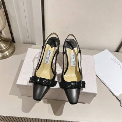 Jimmy Choo 2024春秋ADALEE蝴蝶结漏跟凉鞋 Sling back一字带设计时尚性感带点小俏皮！ Jimmy Choo ADALEE三个跟高 平