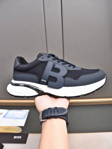 Boss 高端劲爆款 专柜1:1设计 面部采用高弹力飞织+头层小牛皮 Tpu大底 上脚方便 轻盈舒适有弹力 新潮时尚 4色选 码数 38-44 45定做