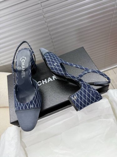 chanel，6.5Cm粗跟凉鞋，
