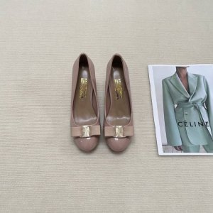 橙子出厂价p ferragamo 菲拉格慕 经典蝴蝶结 圆头玛丽珍鞋 平底鞋 粗跟单鞋 高跟鞋 跟高 平底 4Cm 7Cm 码数 34-42