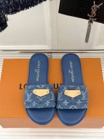 橙子出厂价p louis Vuitton 路易威登 春夏新款 Lv牛仔布平底拖鞋 休闲凉拖 码数 35-42