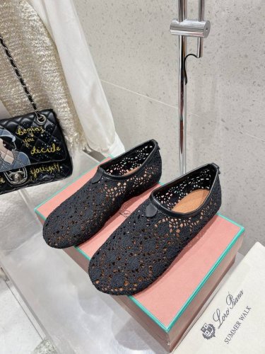 顶级版本 Loro Piana Lp针织网面平底芭蕾舞鞋 新品发售毛鞋｜鞋面采用 编制网纹制作工艺｜一比一复原专柜套包工艺，舒适，大方，轻便，百搭的一款平底芭蕾