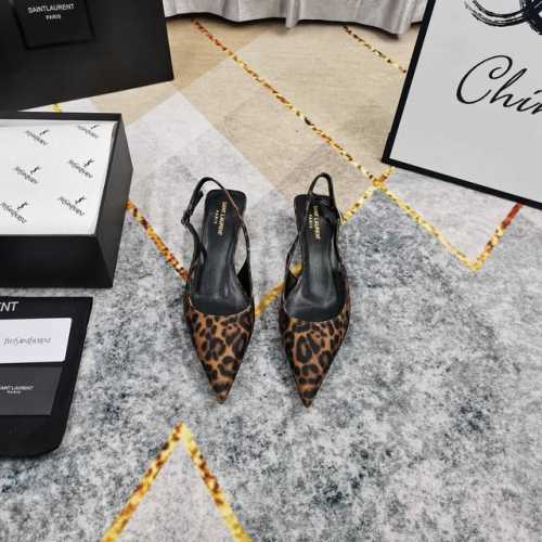 上新 Ysl 顶级高版本 2025官网同步新款后空中跟凉鞋 细节处理完美 垫脚羊皮 质感细腻 意大利黑色真皮大底 极致完美复刻 1鞋面：进口牛漆皮 Yb豹纹面料