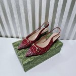 橙子出厂价P 定制款 Gucci 古驰新款 水钻尖头高跟凉鞋 高跟鞋 跟高：平底、4Cm、8Cm 码数：34-42