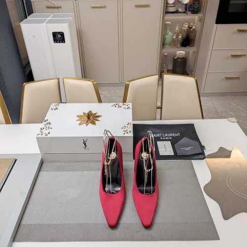 SAINT LAURENT ” SYL圣罗兰 顶级版本25SS众明星网红追捧的圆柱体细高跟，环脚踝字母金属脚链真丝单鞋。SYL 2025官方VIP 贵宾版金花磁