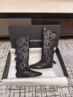代购级 ann Demeulemeester 骑士靴长靴 2025Ss Brand New升级版-顶级 全新呈献 优选进口小牛粒面皮 经典暗亮黑蜡感风格 100