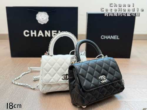 香奈儿 Chanel 小香家 Coco Handle 塞尔兹堡系列 女士手提口盖包Hass 御用材质 原装五金扣 励泰手缝定制 尺寸：小号18 13