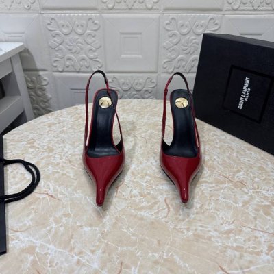 工厂p价 女装女鞋 运动原单 Ysl.顶级版本.高品质. 配置全套包装 2025新款 官网同步 1:1开模 尖头后空鞋 鞋面 漆皮 真丝 内里 羊皮 跟高: 1