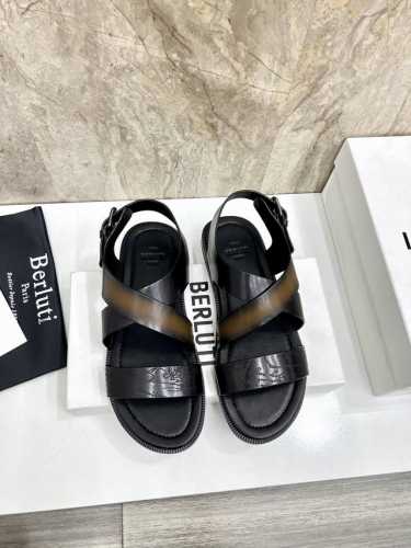 出厂价： Berluti 布鲁提 顶级手工上色牛皮男士拖鞋！ 全手工制作！有装饰的sifnos Scritto图纹皮革拖鞋！官！采用进口皮胚古法上色改色处理 鞋