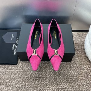 工厂p价p Saint Laurent paris 圣罗兰2025春夏新款Cassander平底女鞋 Ysl字母Logo五金扣明星同款方头单鞋 材质:鞋面进口羊