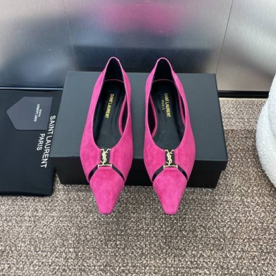 工厂p价p Saint Laurent paris 圣罗兰2025春夏新款Cassander平底女鞋 Ysl字母Logo五金扣明星同款方头单鞋 材质:鞋面进口羊