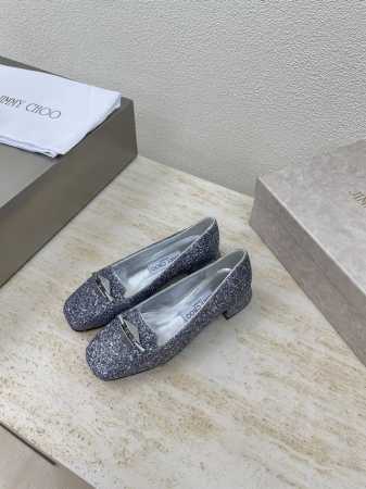 平底 钻扣 JCJimmyChoo 银色亮片 Collins Store Jimmy Choo 平底设计 面料原版一致亮片材质 细腻小羊皮 小羊皮内里 意大利真 - 点击图像关闭