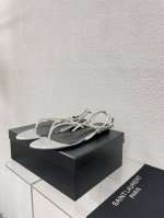 钻石 外销经典 Yvette Saint Laurent圣罗兰Logo T带 矮跟鞋 白色 最懂女人心的杨树林 无死角的美鞋 撑起气场 小牛漆皮 进口真丝布 搭