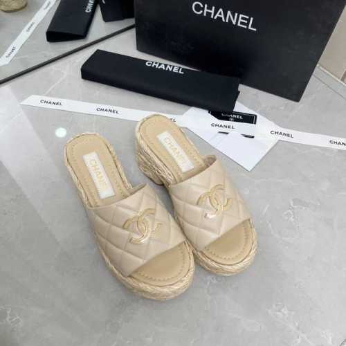 CHANE 香奈儿 25新款草编麻绳厚底拖鞋面料：羊皮 布内里：羊皮大底：原版大底 厚7.5cm 码数： 35-40