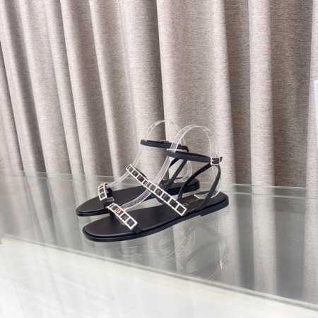 迪奥 Dior 2025春夏最新款 D-Issime 高跟拼色水晶凉鞋 Cd字母Logo五金扣粗跟交叉带露趾女鞋 材质 原版定制进口小牛皮 羊猄皮+水染羊皮内里 - 点击图像关闭