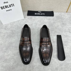 berlut* 布鲁提 新款男士手工擦色乐福鞋皮鞋出货 独家渠道精品，一脚蹬简便款司机鞋 甄选优质进口小牛皮鳄鱼压纹鞋面 手工擦色工艺处理效果 半固特异冷粘工艺