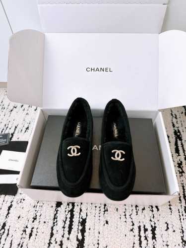 代购级 出厂 带飞机盒包装 ChaneL 24K泰迪毛毛鞋 秋冬新款 小香羊羔毛乐福鞋 舒适保暖平底毛毛鞋 秋冬新款单鞋 香奶奶新品乐福鞋 设计简约高级，超级百