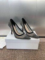 工厂价 Dior 迪奥 2025春夏走秀新款bling...bling...水晶鞋 Capture系列高跟女鞋 明星同款水钻方头藤格纹图案猫跟单鞋 市面顶级高端