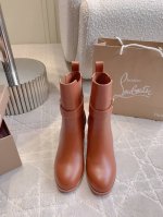 出厂价 Christian Loubouti*新款高跟粗跟短靴 上脚超级显瘦 秋冬百搭神器 好穿不累脚 鞋面牛皮 羊京 内里垫脚羊皮 意大利真皮大底 跟高7.5