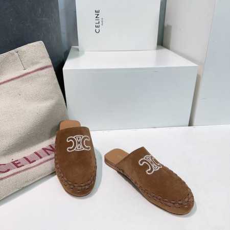 高品质出厂 ！顶级品质Celine 赛琳25春夏刺绣经典凯旋门LOGO包头平底半拖！春夏新款慵懒随性半拖，高级感十足 网红ins种草神器、非常复古风、气场十足单 - 点击图像关闭