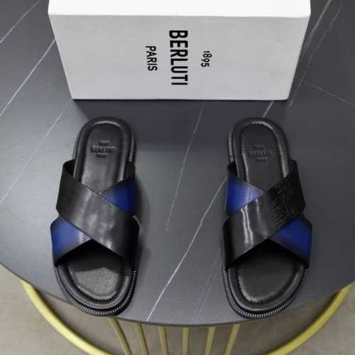 出厂价： Berluti 布鲁提 顶级手工上色牛皮男士拖鞋！ 全手工制作！有装饰的sifnos Scritto图纹皮革拖鞋！官！采用进口皮胚古法上色改色处理 鞋
