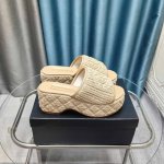 Chanel 25P新款双C编织拖鞋 新编织面料 编织鞋面 内里羊皮 原版大底 Size:35-39 其他码数定做
