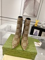 Gucci 23ss 秋冬高跟短靴专柜购买原版一比一打造 GG印花布面 真皮大底 跟高8cm 码数:35-41 40.41定做不退换