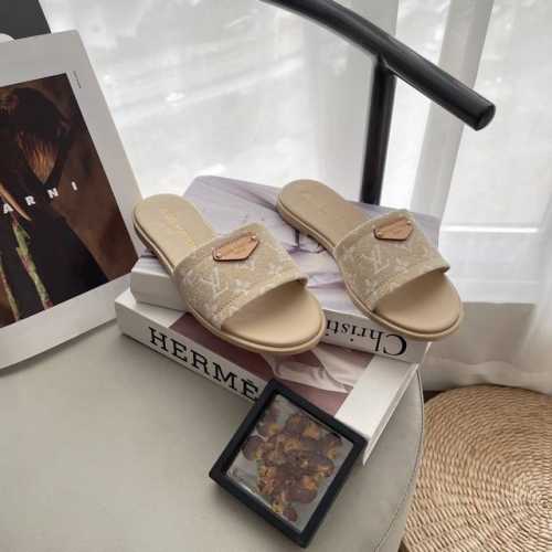 出厂： Louis Vuitton 路易威登2025顶级专柜 官网上新 顶级首发 Lv 25Ss 牛仔布平底拖 Lv拖鞋 Louis Vuitton 小红书最新