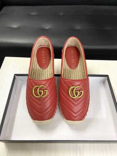 GUCCI 古奇 长期做货春夏季草编渔夫鞋 市场顶级版本，官网同步，永不过时，超级舒适，四季都可以穿，上脚超美绗缝真皮徽标渔夫鞋 鞋面：进口山羊皮 内里：羊皮