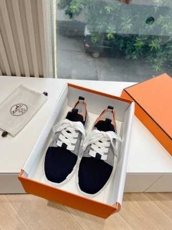 男码10 顶级版 Hermes 爱马仕爆单新品bouncing男女同款情侣运动鞋轻napa小牛皮拼接麂皮，搭配撞色大底，简约鞋型，打造活力休闲风格 又是一款必火 - 点击图像关闭