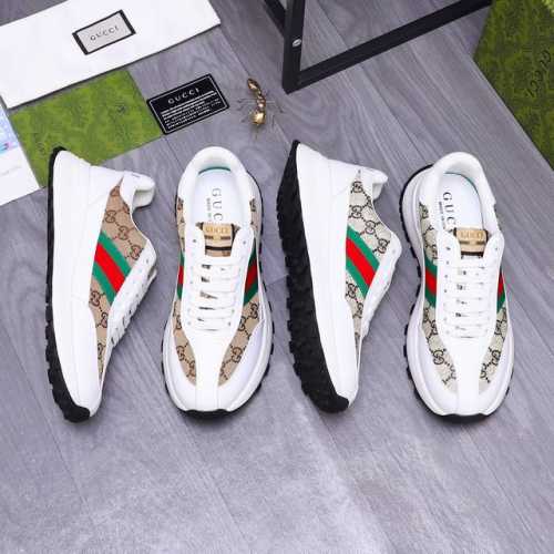 商品商标：Gucci 古驰 休闲鞋 正码码数: 38-44 商品材料：精选牛皮拼接鞋面 牛皮鞋垫 透气网内里 橡胶大底