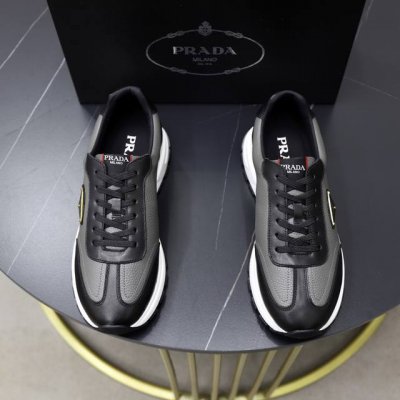 prada 普拉达 -高端品质 原单休闲运动鞋 -鞋面 纳帕小牛皮 摔纹小牛皮 鞋身品牌金属扣件 鞋舌品牌Logo布标 -内里 水染牛皮 -大底 超轻Tpu发泡