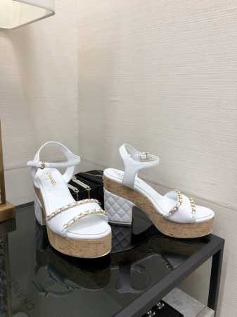 出厂价 顶级 品质 .小香② ②③春夏最新厚底凉鞋 进口真皮大底新款布料 羊皮面羊皮内里 垫脚原版1比1五金扣 Size:35-41 40 41定做不退换 原版 - 点击图像关闭
