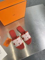 爱马仕H拖 高定版本 流苏系列 经典常青树系列单品 红色 面料选用同原版一致 双色洗水帆布 锁边工艺 不破散 舒适柔软 内里选用小羊皮 高端对版 大底选用透染意