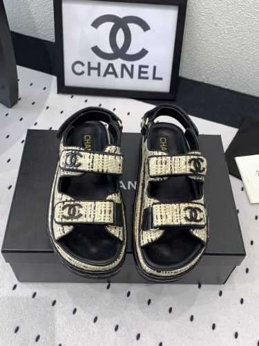 Chanel新款沙滩鞋 高版本出货 上脚舒适超显腿型 夏季出行旅游必备单品 高密度编织鞋面 羊皮垫脚 原版开模大底 Size: 35-39 40 41订做