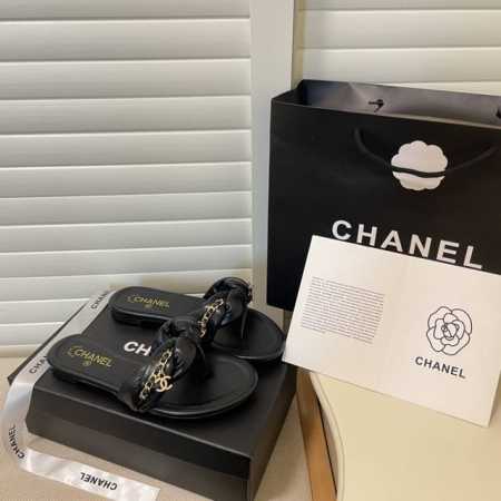 橙子出厂价 Chanrl 香奈儿春夏新款 金属链条人字拖 休闲夹脚拖鞋 码数：35-41 - 点击图像关闭