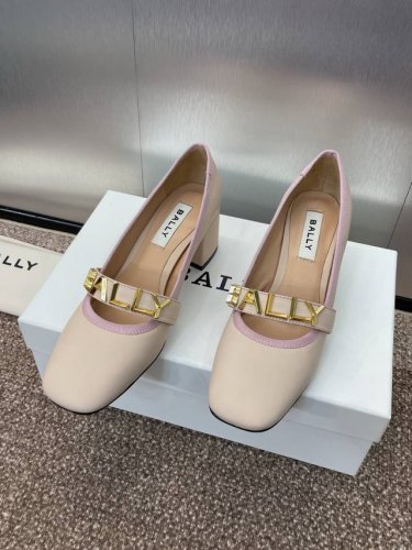 工厂P价P P420 Bally 2025春夏新款果冻色平底芭蕾舞娃娃鞋 巴利粗跟字母Logo五金扣方头女单鞋 材质:鞋面采用的进口小牛皮+进口羊皮内里+意大利