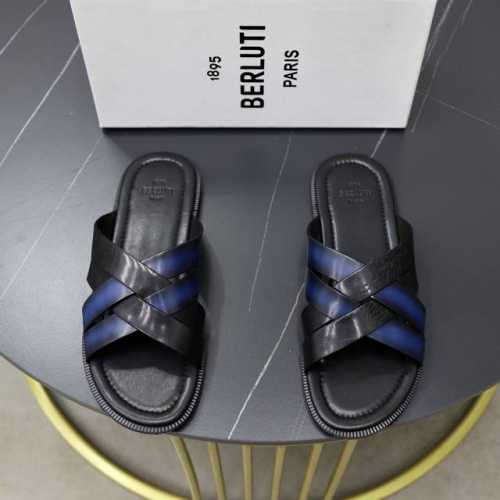 出厂价： Berluti 布鲁提 顶级手工上色牛皮男士拖鞋！ 全手工制作！有装饰的sifnos Scritto图纹皮革拖鞋！官！采用进口皮胚古法上色改色处理 鞋