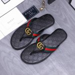 商品商标：Gucci 古驰 人字拖鞋 正码码数: 38-45 46定做不退换 商品材料：精选牛皮拼接织带鞋面 脚背超纤里 橡胶大底