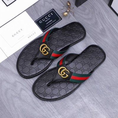 商品商标：Gucci 古驰 人字拖鞋 正码码数: 38-45 46定做不退换 商品材料：精选牛皮拼接织带鞋面 脚背超纤里 橡胶大底