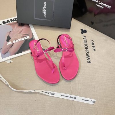 出厂： Saint Lauren 圣罗兰 2025 顶级专柜 官网上新 独家首发 圣罗兰25S-顶奢新品水钻一字凉鞋 Ysl凉鞋 Ysl仙女鞋 时装周新款 T台
